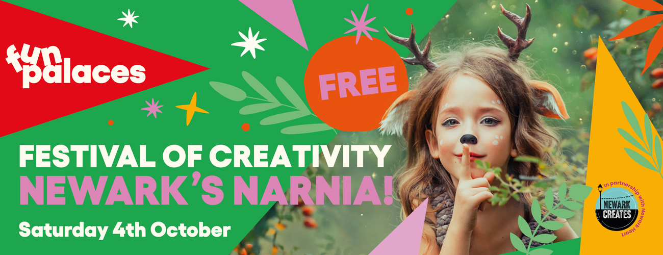 Banner advertising the Festival of Creativity in Newark on 4 October