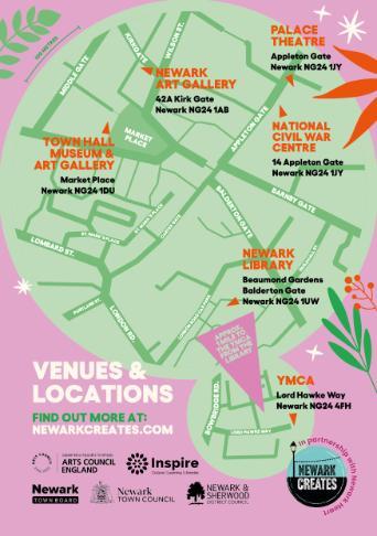 Map of places running Newark Festival of Creativity